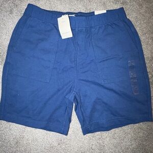 Men's Blue Casual Elastic-Waist Shorts